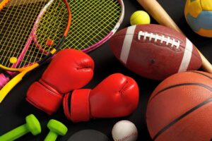 various sports equipment on black background studi 2025 02 24 18 13 39 utc